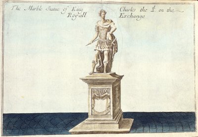 Statue en marbre du roi Charles II (1630-85) sur le Royal Exchange, de 