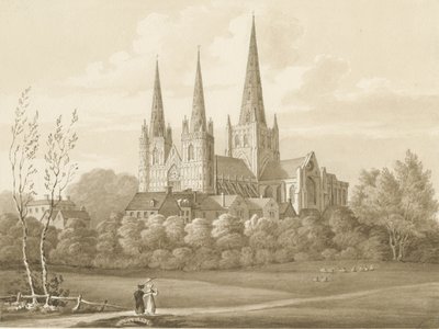 Cathédrale de Lichfield - Vue Ouest Sud-Ouest - Robert Noyes