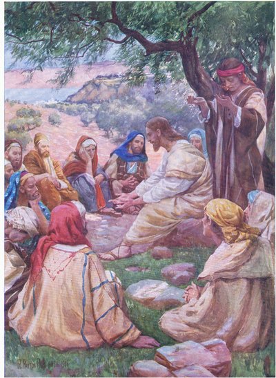 Jésus enseignant à ses disciples à prier, de The Bible Picture Book publié par Thomas Nelson, c.1950 - Robert Payton Reid