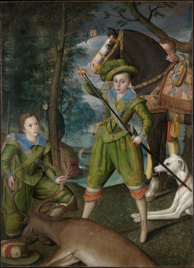 Henri Frédéric (1594-1612), Prince de Galles, avec Sir John Harington (1592-1614), dans le champ de chasse - Robert Peake the elder