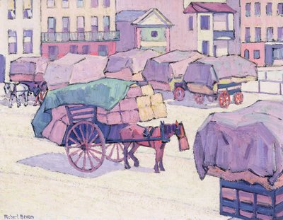 Chariots de foin, marché de Cumberland - Robert Polhill Bevan