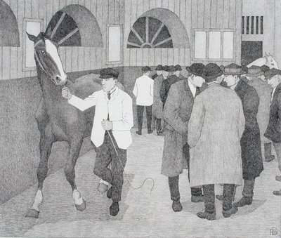 Marchands de chevaux au Barbican (Barbican No.2) 1921 - Robert Polhill Bevan
