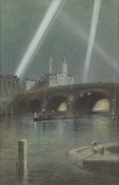 Projecteurs de guerre sur le pont de Londres - Robert Randoll