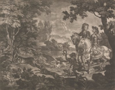 Chasseurs poursuivant un cerf - Robert Robinson