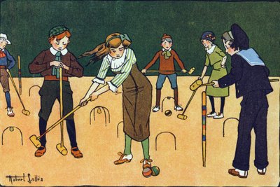 Le croquet. Gravure dans « À quoi jouons-nous ? » par E. Weber avec des dessins aquarellés de Robert Salles (1871-1929). Librairie Garnier Frères, Paris - Robert Salles