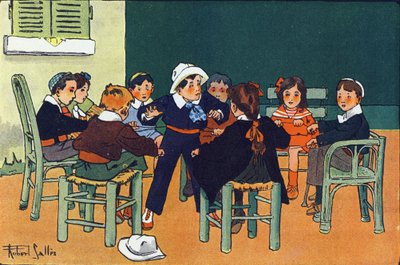 Au furet. Gravure dans "À quoi jouons-nous ?" par E. Weber avec des dessins aquarellés de Robert Salles (1871-1929). Librairie Garnier Frères, Paris - Robert Salles