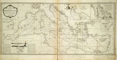 Nouvelle et précise carte de la mer Méditerranée des relevés les plus récents, déterminée et régulée par des observations astronomiques - Robert Sayer