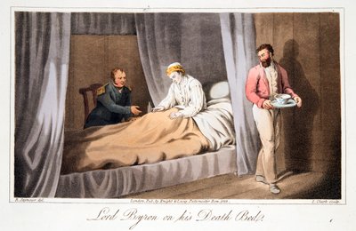 Lord Byron sur son lit de mort, pub. 1825 - Robert Seymour