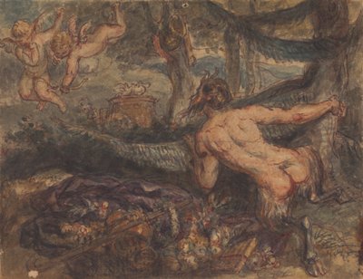 Pan espionnant, derrière un arbre, des putti tirant des flèches - Robert Smirke
