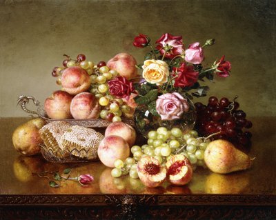 Nature morte de fruits avec roses et rayon de miel - Robert Spear Dunning