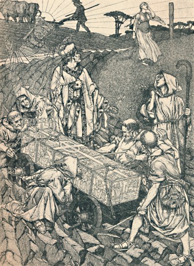 La légende de Saint Cuthbert, dessin à la plume, 1891-1920 - Robert Spencer
