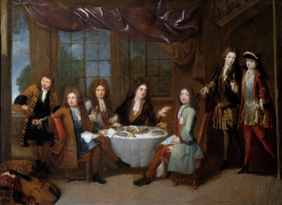 Petit déjeuner au jambon. Hommes de la noblesse partageant un dîner de charcuterie - Robert Tournieres