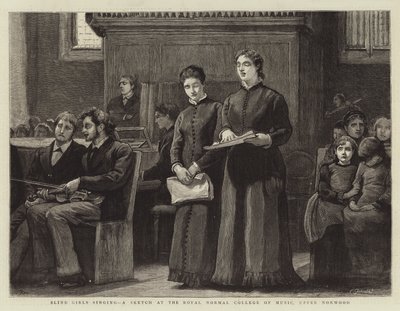 Filles aveugles chantant, une esquisse au Royal Normal College of Music, Upper Norwood - Robert Walker Macbeth
