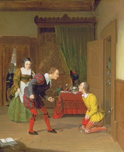 Dr Caius, Simple et Dame Quickly, scène de Les Joyeuses Commères de Windsor, 1830 - Robert Walter Weir