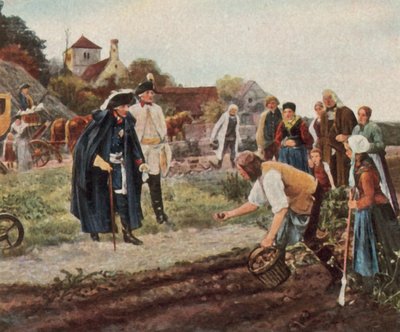 Travaux de reconstruction après la guerre de Sept Ans, "The King Everywhere" (lithographie couleur améliorée) - Robert Warthmuller Muller