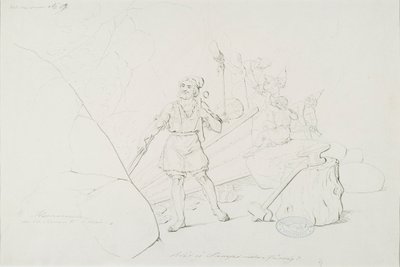 Ilmarinen takoo sampoa ; Originaalipiirustus piirrossarjaan "Kalewala, poème national finlandais, présenté en dessins R.W.Ekman" - Robert Wilhelm Ekman