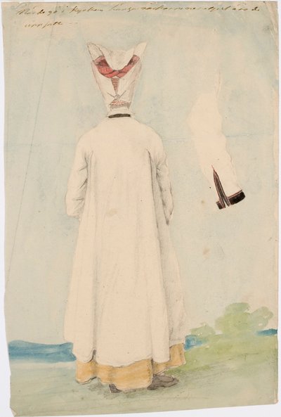 Femme en costume national debout sur le dos - Robert Wilhelm Ekman