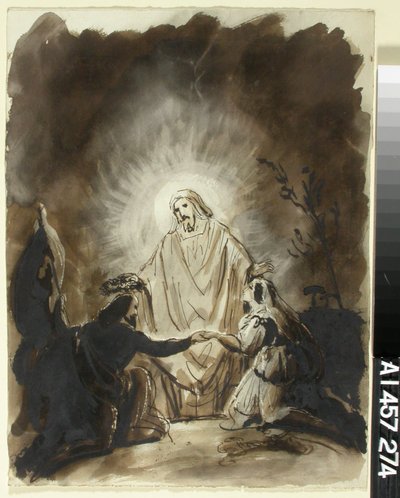 Le Christ bénissant deux personnes agenouillées - Robert Wilhelm Ekman