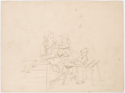 Fille avec deux enfants - Robert Wilhelm Ekman