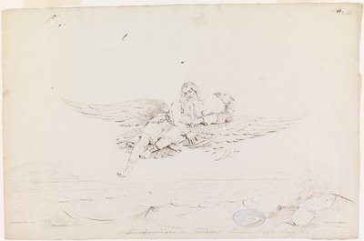 Väinämöinen porté par un aigle ; dessin original pour "Kalewala, poème national finlandais, présenté en dessins par R.W.Ekman". - Robert Wilhelm Ekman