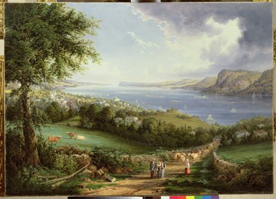 Vue de la rivière Hudson près de Sing Sing, New York, vers 1850 - Robert the Younger Havell