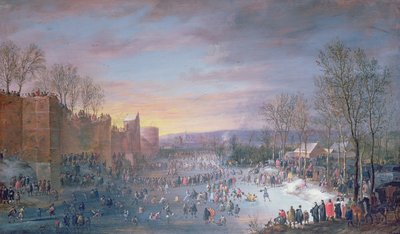 Patinage sur glace sur le Stadtgraben à Bruxelles, 1649 - Robert van den Hoecke