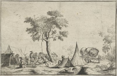 Campement avec une tente pointue - Robert van den Hoecke