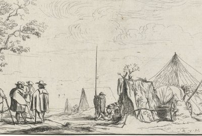 Soldats dans un campement (Verschillende kampementen) - Robert van den Hoecke