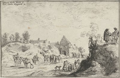 Nombreuses figures sur un chemin près d