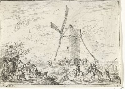 Moulin à vent Paysages avec campements (titre de la série) - Robert van den Hoecke