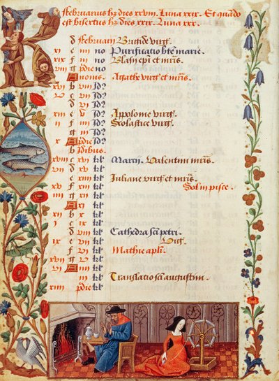 Ms lat 1173 Février des Heures de Charles d