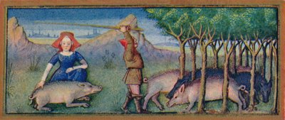 Octobre - nourrir les cochons avec des glands, 15ème siècle, 1939 - Robinet Testard