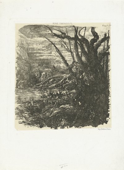Paysage de montagne avec lac - Rodolphe Bresdin