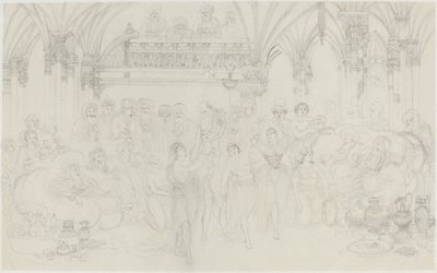 Intérieur : Filles dansant pour divertir les chefs - Rodolphe Bresdin