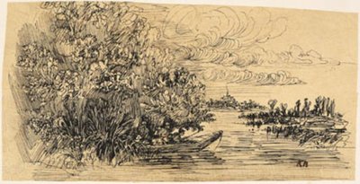 Chasseurs en embuscade dans un bateau - Rodolphe Bresdin