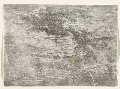 Paysage avec pêcheur - Rodolphe Bresdin