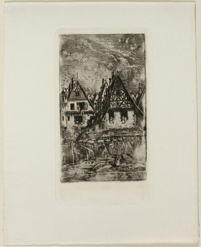 Marché avec parasols - Rodolphe Bresdin
