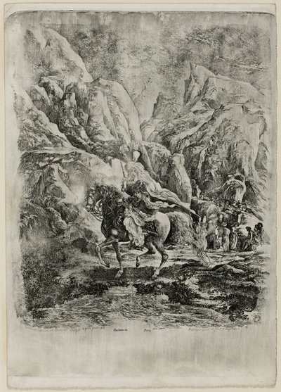 Cavalier oriental dans les montagnes - Rodolphe Bresdin