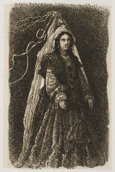 Femme en costume médiéval fantastique - Rodolphe Bresdin