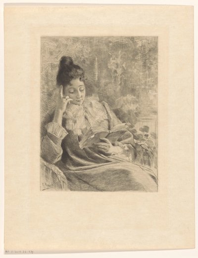 Femme lisant dans un fauteuil - Rodolphe Piguet