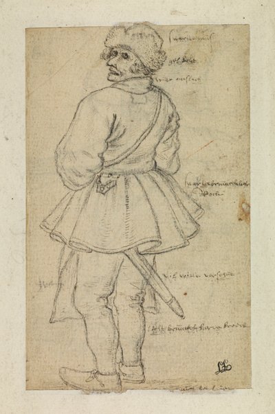 Homme vu de dos (verso) - Roelandt Jacobsz and Bruegel Pieter the Elder Savery