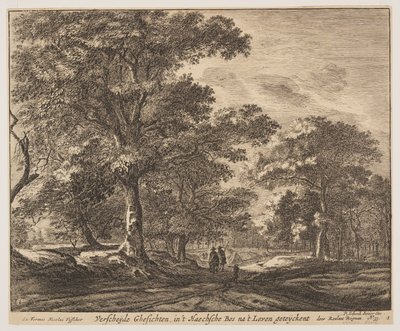 Planche 1, tirée de Six vues dans le bois de La Haye (Verscheÿde Ghesichten) - Roelant Roghman
