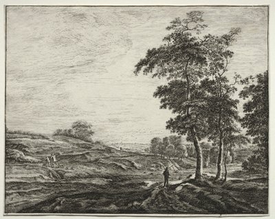 Six vues dans le bois de La Haye : Planche 3, Paysan vu de dos - Roelant Roghman