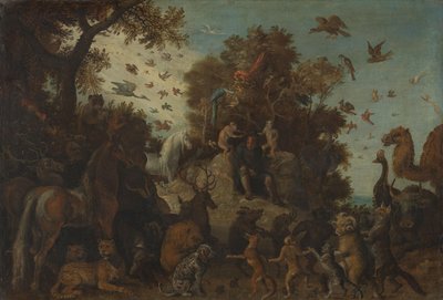 Le poète couronné par deux singes à la fête des animaux - Roelant Savery (workshop of)