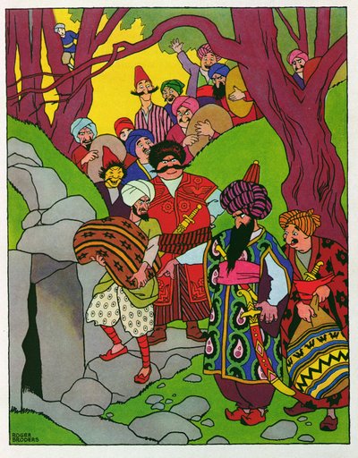 Sésame, illustration pour "Ali Baba et les quarante voleurs", tiré des "Mille et une nuits". - Roger Broders