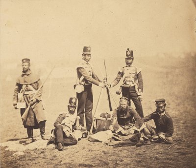 Infanterie anglaise mettant les fusils en faisceau - Roger Fenton