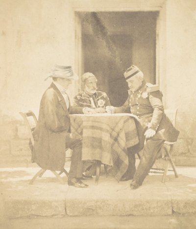 Le Conseil de guerre le matin de la prise du Mamelon. Lord Raglan, Omar Pacha, M..., 1855 - Roger Fenton