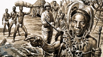 Le sorcier indique au loin la direction dans laquelle se trouve la cité perdue de Salomon. - Roger Payne