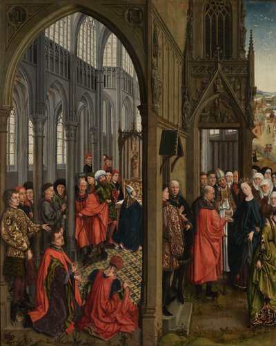 La floraison de la verge de Joseph et les fiançailles de la Vierge - Rogier van der (follower of) Weyden