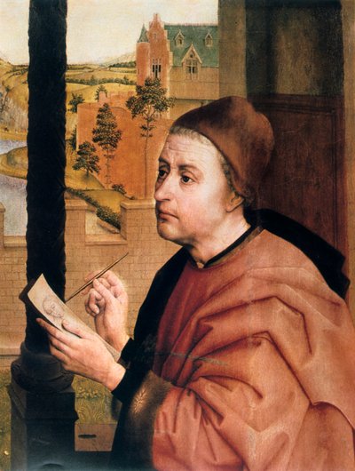 Saint Luc dessinant la Vierge (détail), 15ème siècle - Rogier van der Weyden